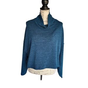 GeeGee Teal Cowl Neck Soft Knit Top Size Large Made in USA